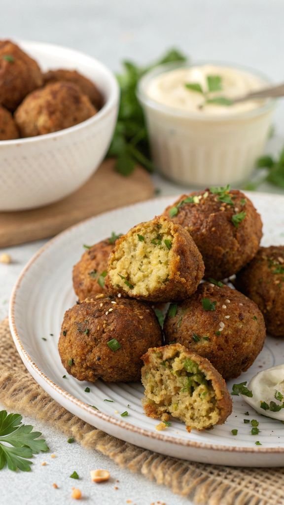 A delicious plate of Crispy Baked Falafel