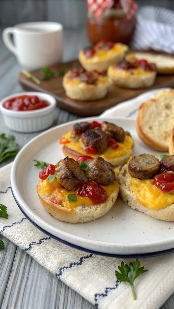 A delicious plate of Easy Pepper Jelly Sausage Breakfast Bites