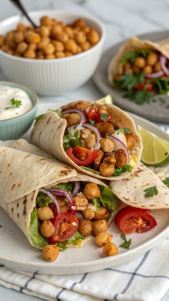 A delicious plate of Chickpea Shawarma Wraps