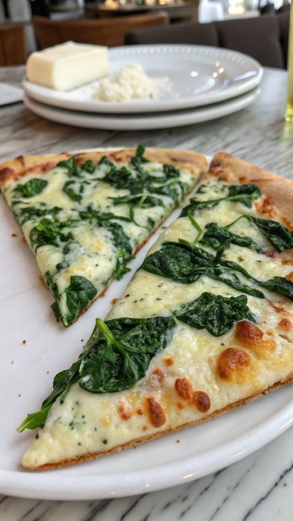 A delicious plate of Spinach White Pizza