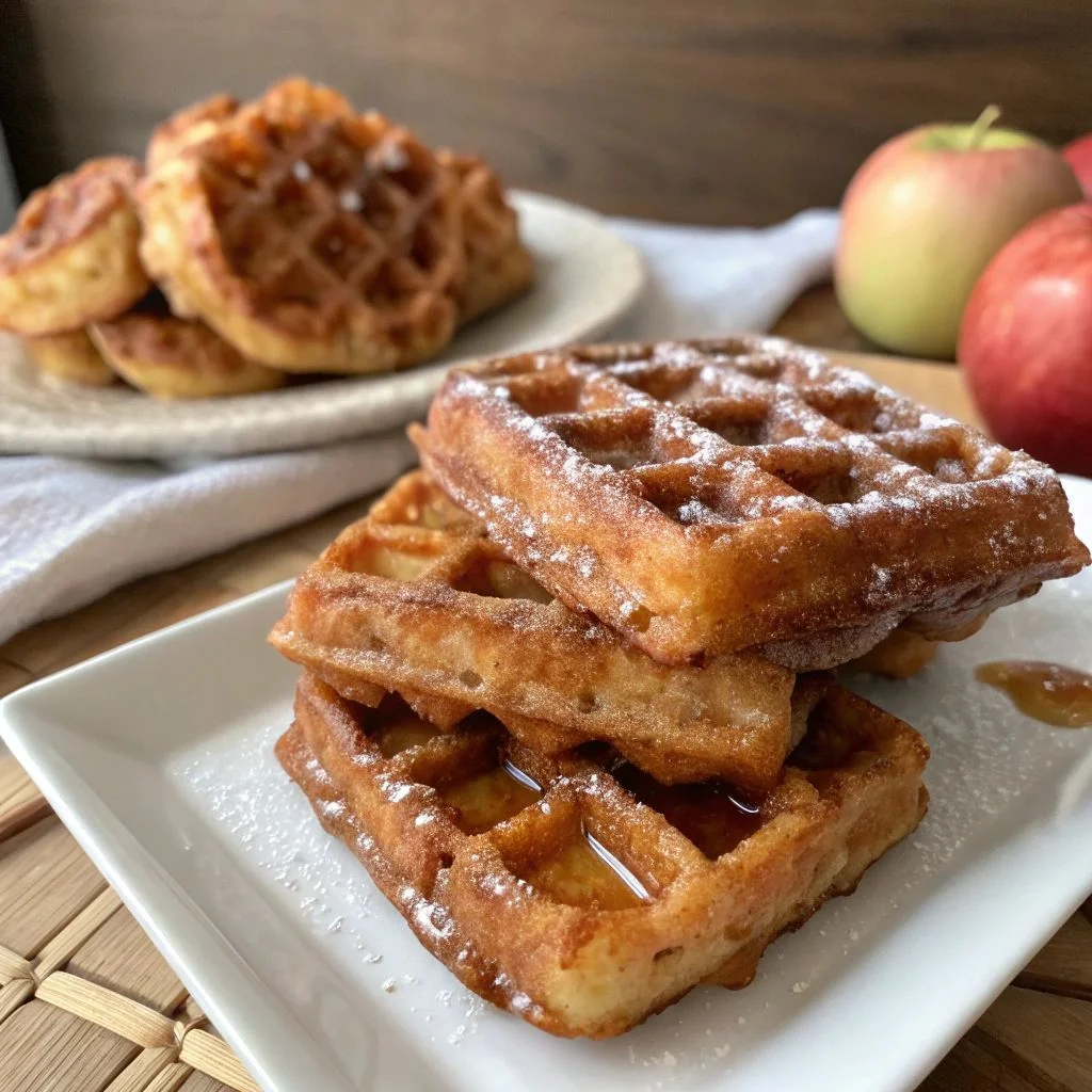 A delicious plate of Apple Fritter Waffle Donuts