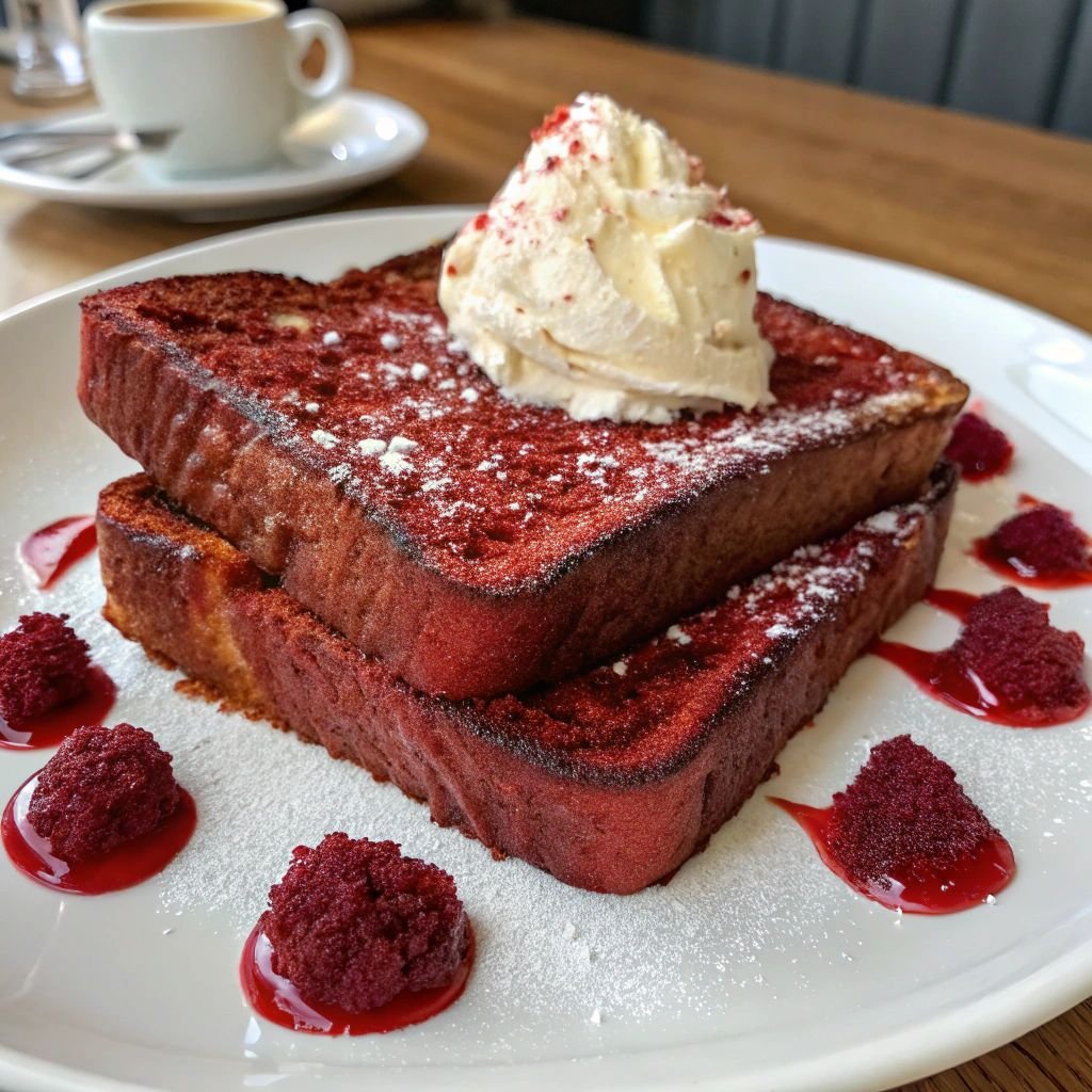 A delicious plate of Red Velvet French Toast