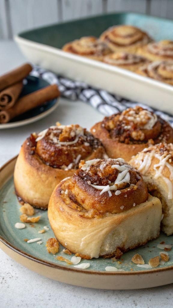 A delicious plate of Breakfast Sweet Rolls with Coconut and Toffee Recipe