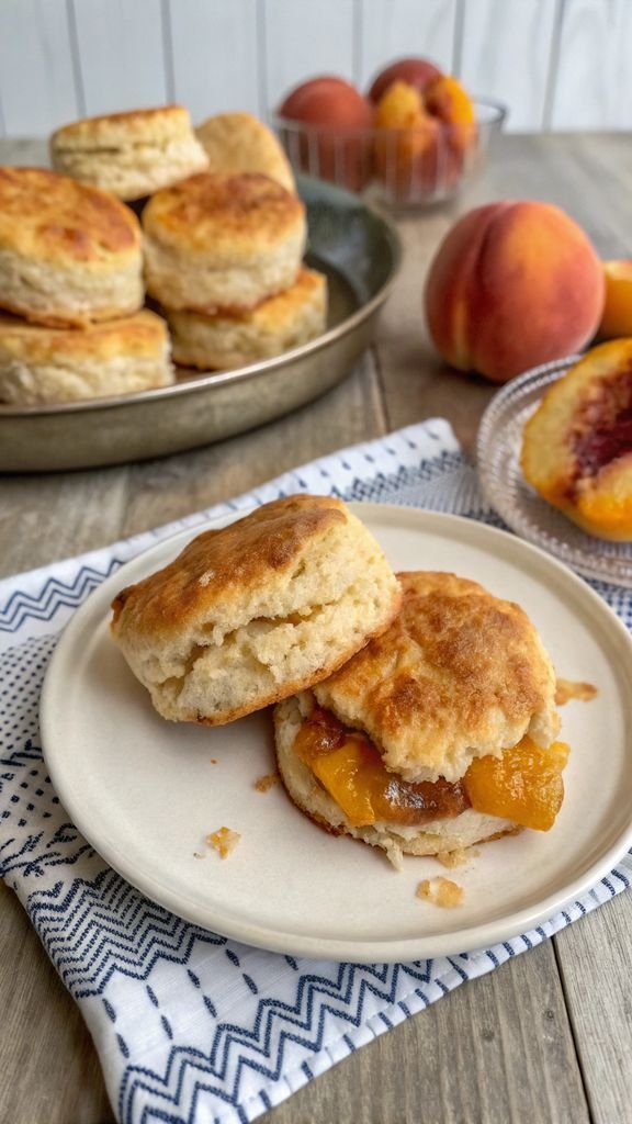 Beautifully plated Peach Butter Swim Biscuits
