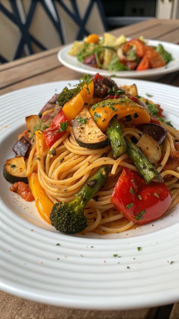 A delicious plate of Roasted Vegetable Pasta