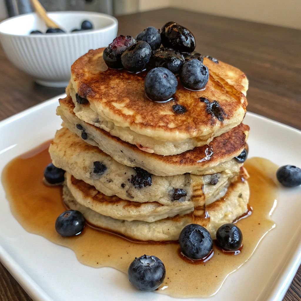 A delicious plate of Blueberry Oatmeal Pancakes