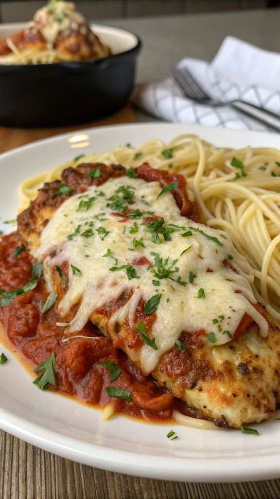 A delicious plate of Italian Chicken Parmesan