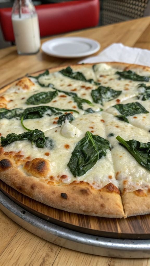Step-by-step making Spinach White Pizza