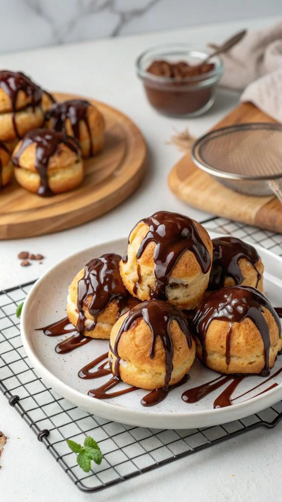 A delicious plate of Profiteroles